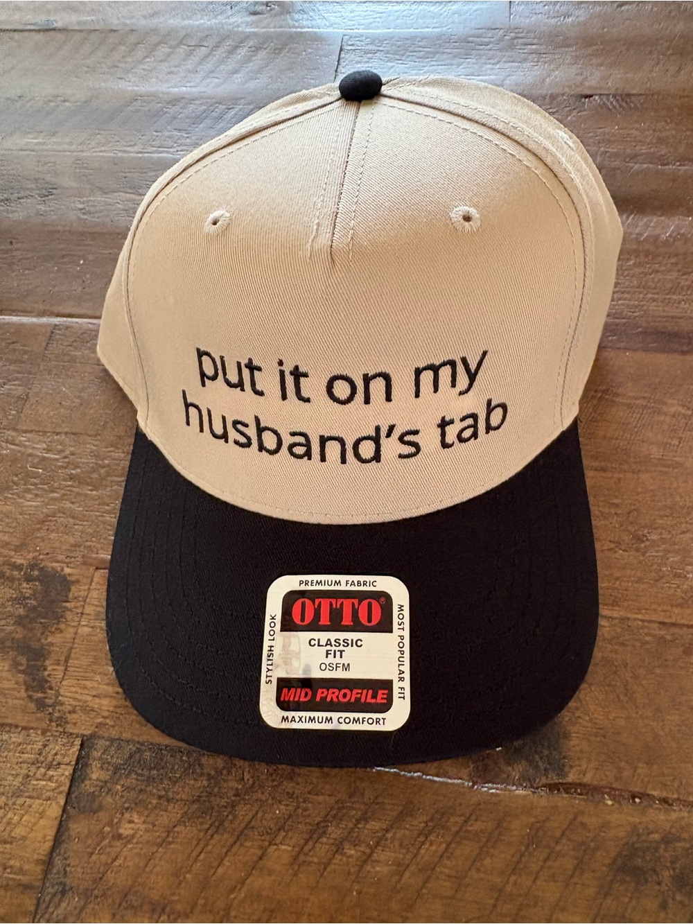 OTTO Two-Tone Trucker Cap in Cream & Black - 'put it on my husband's tab'